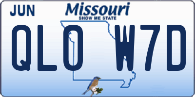 MO license plate QL0W7D