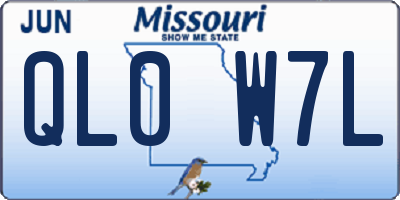 MO license plate QL0W7L