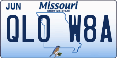MO license plate QL0W8A
