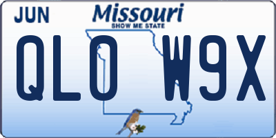 MO license plate QL0W9X
