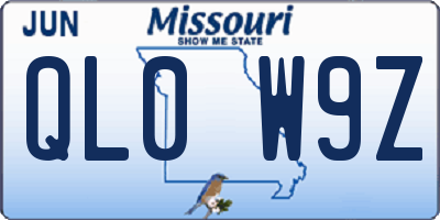 MO license plate QL0W9Z