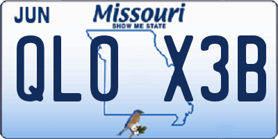 MO license plate QL0X3B