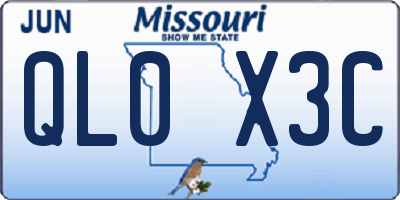 MO license plate QL0X3C