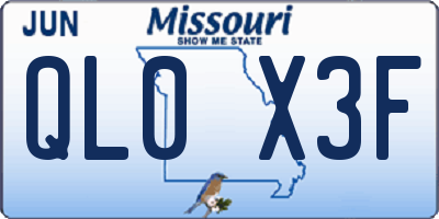 MO license plate QL0X3F