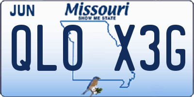 MO license plate QL0X3G