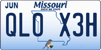 MO license plate QL0X3H