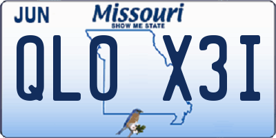 MO license plate QL0X3I