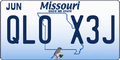 MO license plate QL0X3J