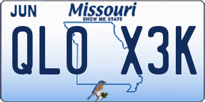 MO license plate QL0X3K
