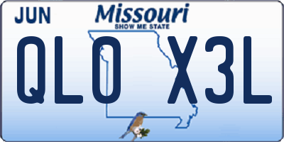 MO license plate QL0X3L