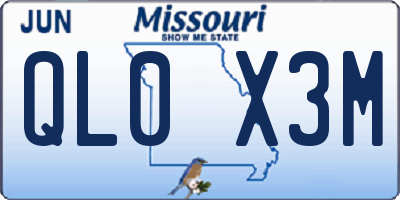 MO license plate QL0X3M