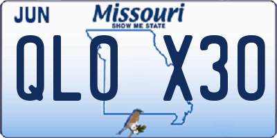 MO license plate QL0X3O
