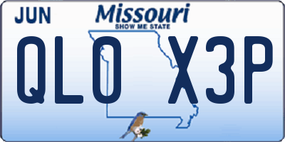 MO license plate QL0X3P