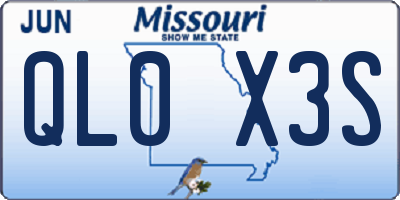 MO license plate QL0X3S