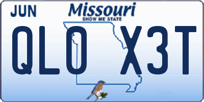 MO license plate QL0X3T