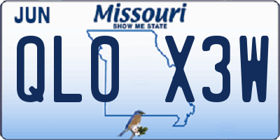 MO license plate QL0X3W