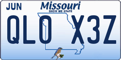MO license plate QL0X3Z