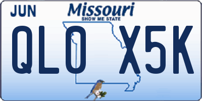 MO license plate QL0X5K