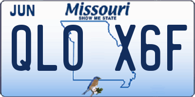 MO license plate QL0X6F