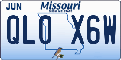 MO license plate QL0X6W