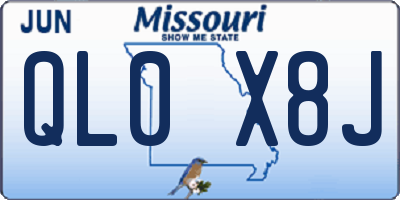 MO license plate QL0X8J