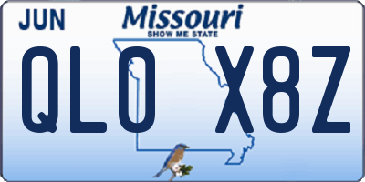 MO license plate QL0X8Z