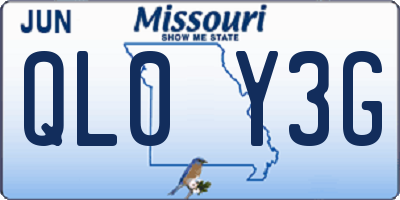 MO license plate QL0Y3G