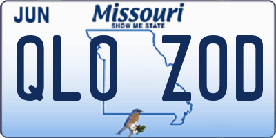 MO license plate QL0Z0D