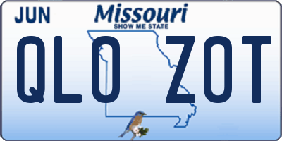 MO license plate QL0Z0T