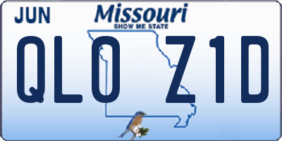 MO license plate QL0Z1D