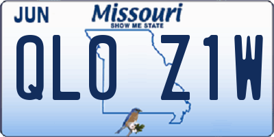 MO license plate QL0Z1W