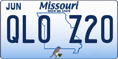 MO license plate QL0Z2O