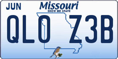 MO license plate QL0Z3B