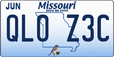 MO license plate QL0Z3C