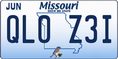 MO license plate QL0Z3I