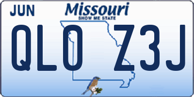 MO license plate QL0Z3J