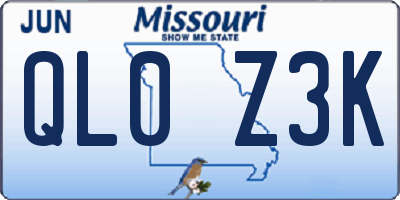 MO license plate QL0Z3K