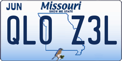MO license plate QL0Z3L