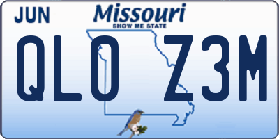MO license plate QL0Z3M