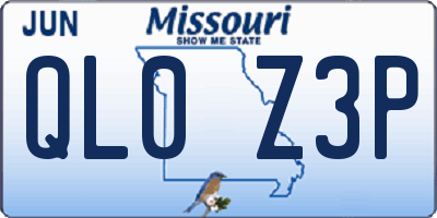 MO license plate QL0Z3P