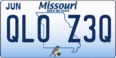 MO license plate QL0Z3Q