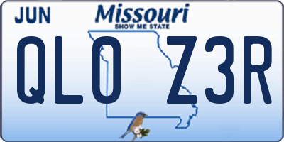 MO license plate QL0Z3R