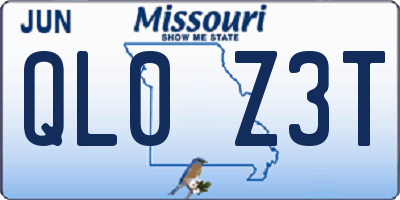 MO license plate QL0Z3T