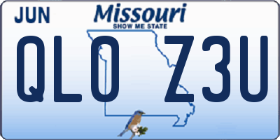 MO license plate QL0Z3U