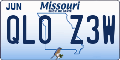 MO license plate QL0Z3W