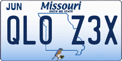MO license plate QL0Z3X