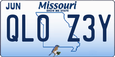MO license plate QL0Z3Y