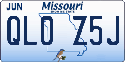 MO license plate QL0Z5J