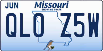 MO license plate QL0Z5W