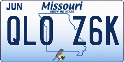 MO license plate QL0Z6K